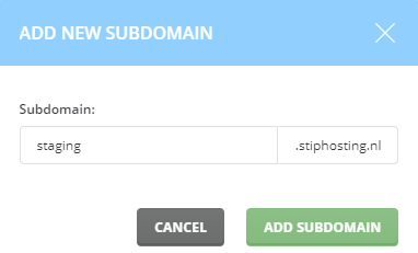 Pop-up staging subdomein
